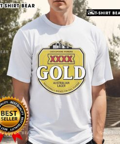 Top XXXX Beer Gold Australian Lager Castlemaine Perkins logo on a stylish t-shirt, showcasing traditional full flavor.