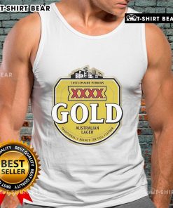 Top XXXX Beer Gold Australian Lager logo on a tank top, showcasing traditional brewing for full flavor.