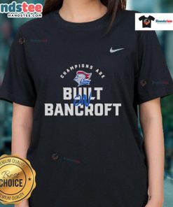 Alt Text: SFS Knights Champions Are Built Bancroft ladies tee featuring vibrant design and team logo for proud supporters.