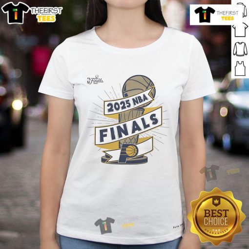 Official Indiana Pacers 2025 NBA Finals Clutch Ladies Tee in vibrant colors, showcasing team spirit and style.
