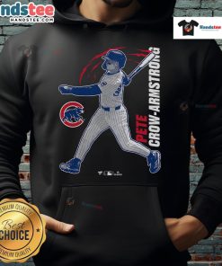 Alt Text: Official Pete Crow-Armstrong Chicago Cubs graphic player hoodie featuring vibrant team colors and logo design.
