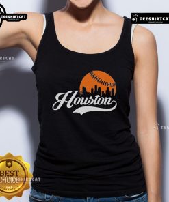 Premium Houston City Baseball Skyline Tank Top featuring a vibrant cityscape design for sports fans and fashion lovers.
