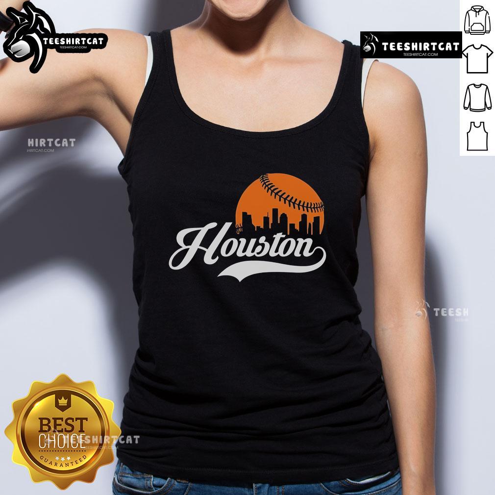 Premium Houston City Baseball Skyline Tank Top Premium Houston City Baseball Skyline Tank Top featuring a vibrant cityscape design for sports fans and fashion lovers.
