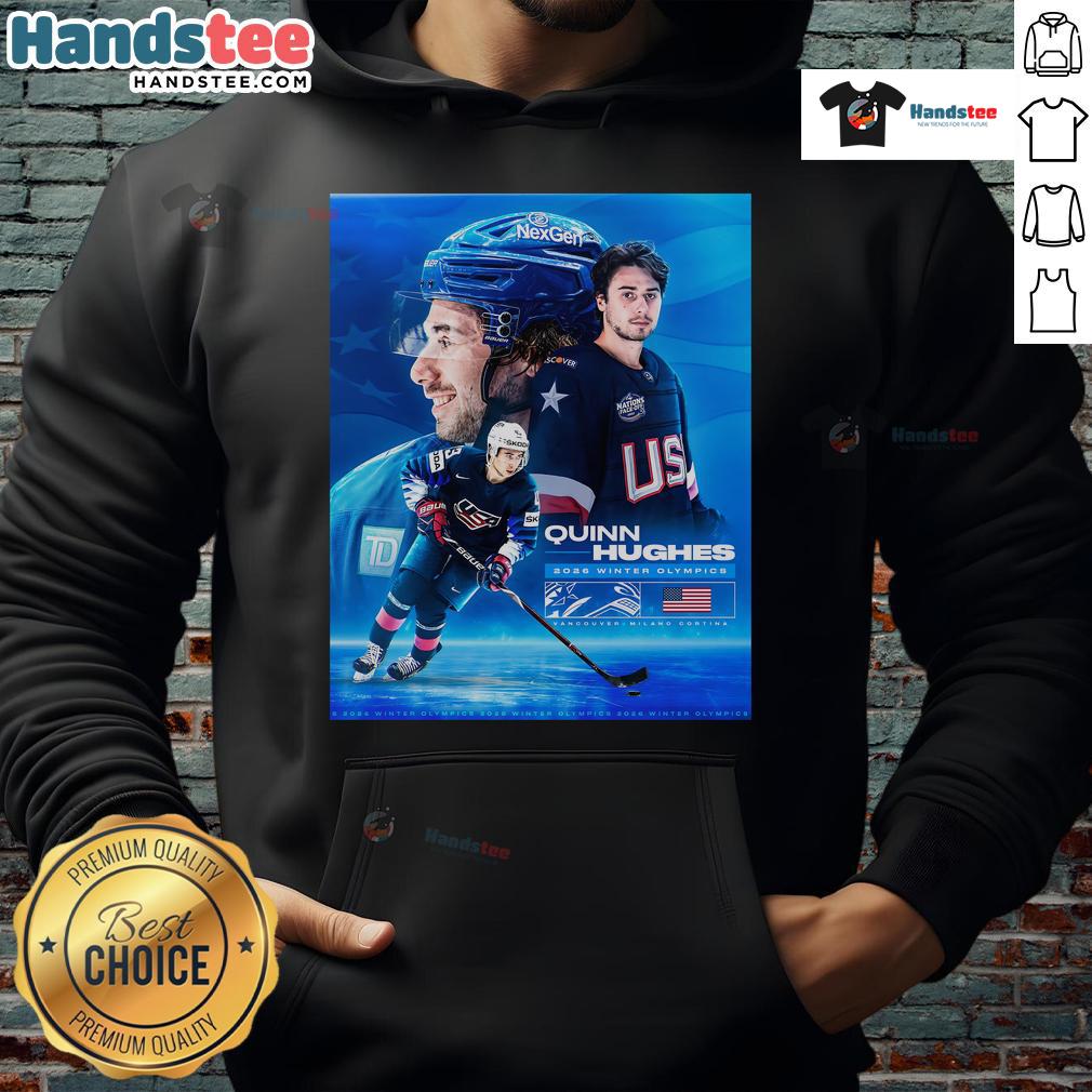 Official Quinn Hughes Usa Hockey Winter Olympics 2026 Poster Hoodie Official Quinn Hughes USA Hockey Winter Olympics 2026 poster hoodie featuring vibrant graphics and team colors.