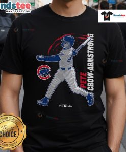 Alt Text: Official Pete Crow-Armstrong Chicago Cubs graphic player t-shirt featuring vibrant team colors and player design.