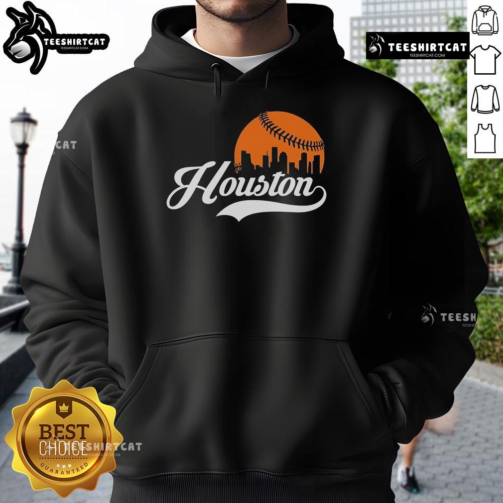 Premium Houston City Baseball Skyline Hoodie Premium Houston City Baseball Skyline Hoodie featuring iconic Houston skyline design, perfect for baseball fans and city lovers.