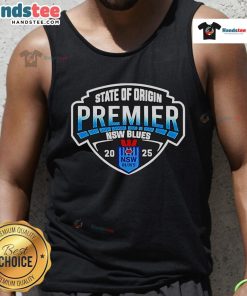 Official New South Wales Blues Back-To-Back 2025 Primers Tank Top showcasing team colors and logo for sports fans.