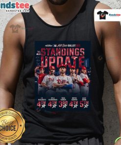 Official Philadelphia Phillies Standings Update Legends 2025 Tank Top featuring team logo and vibrant colors.