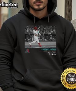 Official Eugenio Suarez Arizona Diamondbacks Micro Moments hoodie featuring name and number design.