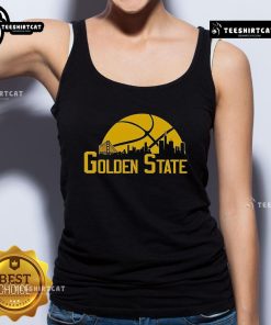 Premium Golden State cityscape skyline tank top featuring a stunning urban skyline design for stylish summer wear.