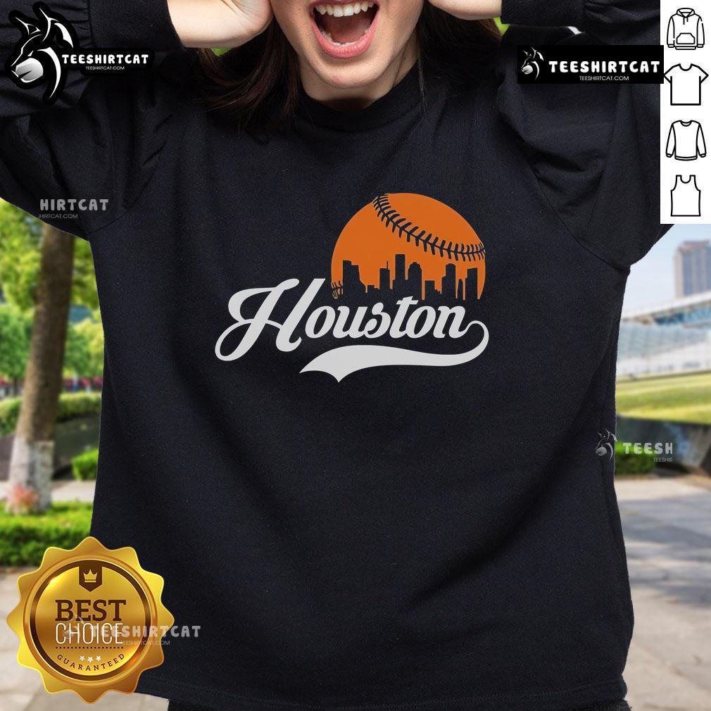Premium Houston City Baseball Skyline Sweatshirt Premium Houston City baseball skyline sweatshirt featuring a stylish design and vibrant cityscape graphics.