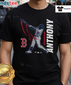 Official Roman Anthony Boston Red Sox graphic player t-shirt featuring team logo and vibrant design for fans.