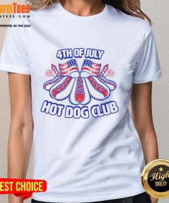 Awesome 4th of July Hot Dog Club America Ladies Tee featuring festive design for Independence Day celebrations.