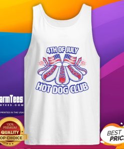 Awesome 4th of July hot dog club America tank top featuring patriotic colors and fun graphics for summer celebrations.