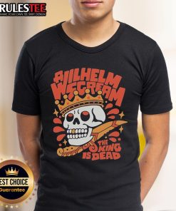 Alt Text: Awesome A Wilhelm Scream The King Is Dead Skull T-Shirt featuring a bold skull graphic and stylish design.