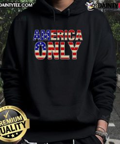Alt Text: Awesome America Only Text Flag Hoodie showcasing a stylish design with the American flag and bold lettering.