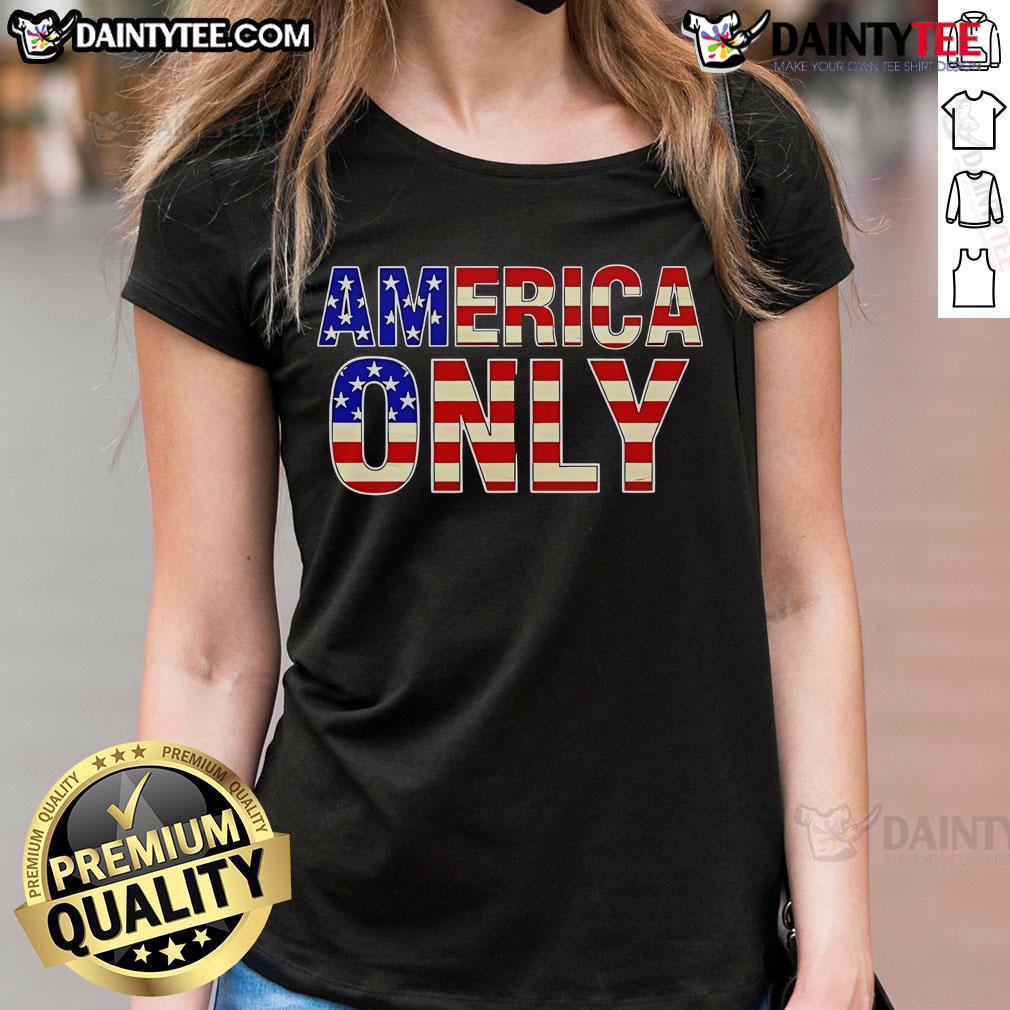 Awesome America Only Text Flag Ladies Tee Awesome America Only Text Flag Ladies Tee featuring a patriotic design with bold text and a stylish flag graphic.