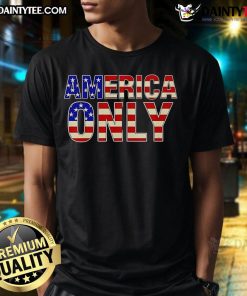 Alt Text: Awesome America Only Text Flag T-Shirt featuring a bold graphic design of the American flag in text form.