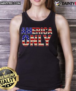 Awesome America Only Text Flag Tank Top featuring a bold American flag design, perfect for patriotic summer wear.