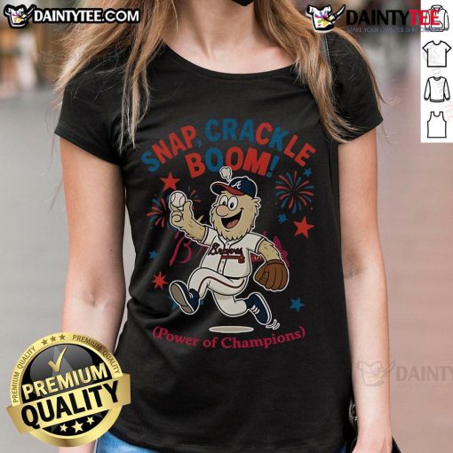 Awesome Atlanta Braves Snap Crackle Boom Independence Day ladies tee with vibrant design and championship spirit.