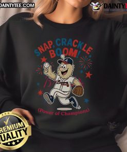Alt Text: Awesome Atlanta Braves Snap Crackle Boom Independence Day sweatshirt featuring vibrant team colors and festive design.