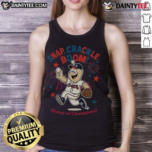 Awesome Atlanta Braves Snap Crackle Boom Independence Day tank top featuring vibrant colors and bold team graphics.