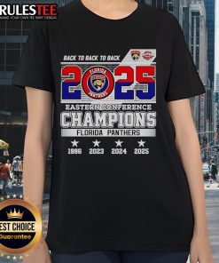 Alt Text: Florida Panthers Hockey logo on a ladies tee celebrating 2025 Eastern Conference Champions - stylish fan apparel.