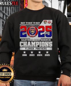 Florida Panthers 2025 Eastern Conference Champions sweatshirt featuring the team logo, perfect for hockey fans.