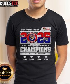 Florida Panthers Hockey logo T-shirt celebrating 2025 Eastern Conference Champions with bold design and vibrant colors.