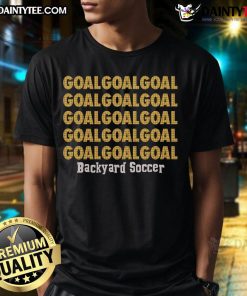Awesome Backyard Soccer Goal Repeat T-Shirt featuring a vibrant soccer goal design, perfect for sports enthusiasts.