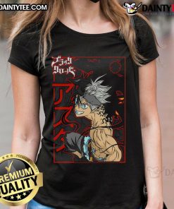 Awesome Black Clover Asta Chaos Bound Ladies Tee featuring vibrant design and comfortable fit for anime fans.