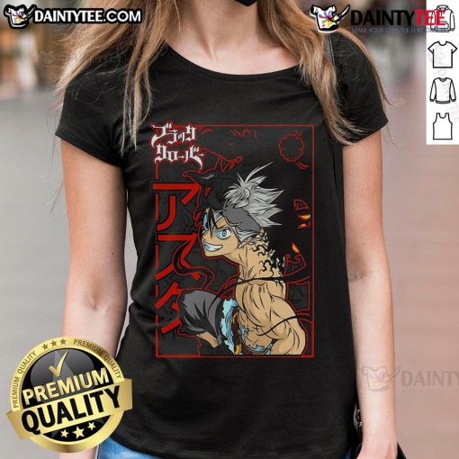 Awesome Black Clover Asta Chaos Bound Ladies Tee featuring vibrant design and comfortable fit for anime fans.