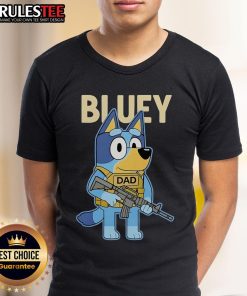 Awesome Bluey Military Tactical Dad T-Shirt featuring a cool design for proud dads who love Bluey and tactical style.