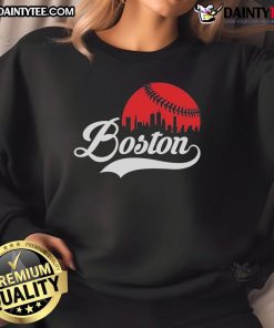 Awesome Boston City Baseball Skyline Sweatshirt featuring a vibrant city skyline design with baseball elements.