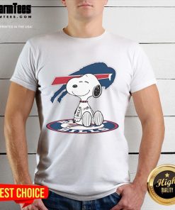 Alt Text: Awesome Buffalo Bills Snoopy Nice T-Shirt featuring a playful Snoopy graphic in team colors, perfect for fans.