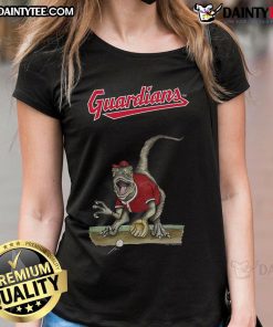 Alt Text: Awesome Cleveland Guardians Tiny Turnip Velociraptor Ladies Tee featuring a fun dinosaur graphic and vibrant colors.