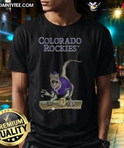 Awesome Colorado Rockies Tiny Turnip Velociraptor T-Shirt featuring a fun dinosaur graphic and vibrant colors for fans.
