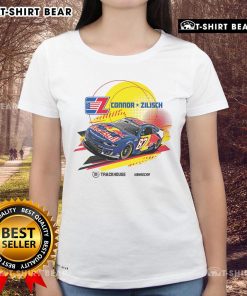 Awesome Connor Zilisch 87 CotA Red Bull Trackhouse NASCAR ladies tee featuring vibrant design and racing spirit.
