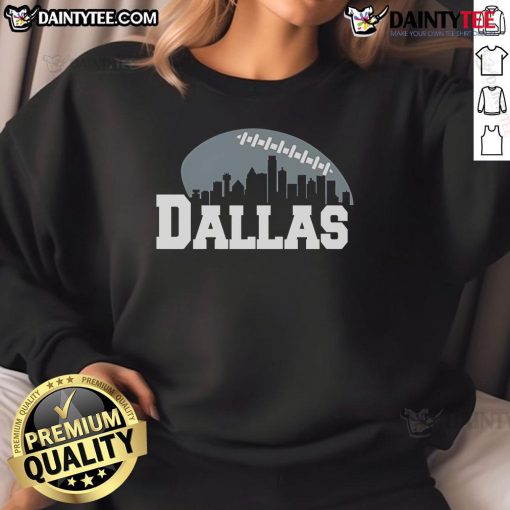 Awesome Dallas City Skyline Football Sweatshirt featuring a vibrant skyline design, perfect for sports fans in Dallas.
