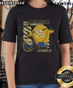 Alt Text: Awesome Despicable Me 4 All Minion All Mighty Ladies Tee featuring colorful Minions graphic design.