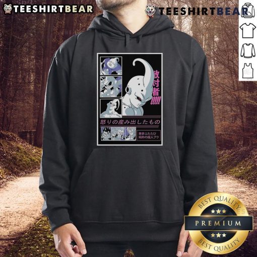 Alt Text: Awesome Dragon Ball Majin Buu Virtuous Demon hoodie featuring vibrant colors and detailed graphic design.