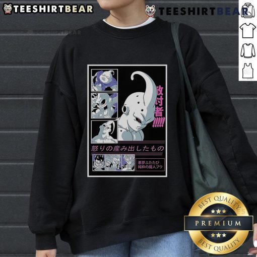 Alt Text: Awesome Dragon Ball Majin Buu sweatshirt featuring a vibrant design of the virtuous demon character.