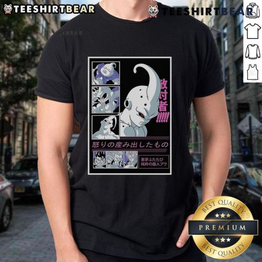 Alt Text: Awesome Dragon Ball Majin Buu Virtuous Demon T-Shirt featuring vibrant graphics of Majin Buu in action.