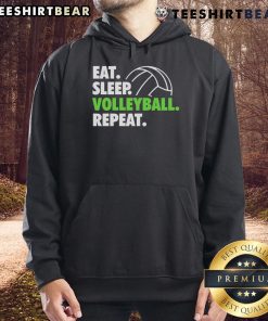 Alt Text: Awesome Eat Sleep Volleyball Repeat Premium Hoodie featuring a stylish design for volleyball enthusiasts.
