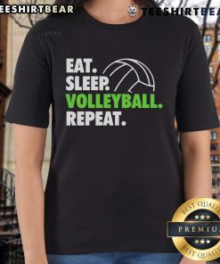 Awesome Eat Sleep Volleyball Repeat Premium Ladies Tee in vibrant colors, perfect for volleyball enthusiasts.