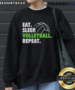 Alt Text: Awesome Eat Sleep Volleyball Repeat Premium Sweatshirt in vibrant colors for volleyball enthusiasts and athletes.