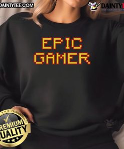 Alt Text: Awesome Epic Gamer Pixel Text Sweatshirt featuring colorful pixel art design perfect for gaming enthusiasts.