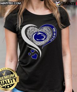 Awesome Fingerprint Heart Penn State Nittany Lions Ladies Tee showcasing school spirit and unique design for fans.