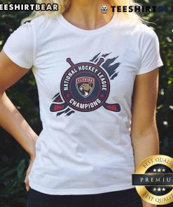 Awesome Florida Panthers 2025 Stanley Cup Champions logo on a stylish ladies tee, perfect for fans.