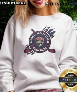 Awesome Florida Panthers 2025 Stanley Cup Champions logo sweatshirt with vibrant team colors and stylish design.